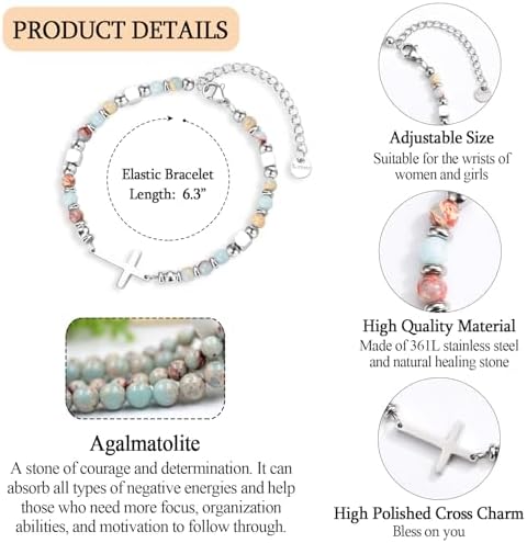 Graduation Gifts for Her- Class of 2026 Primary Middle High School College Grad Gift, Adjustable Stainless Steel Beaded Cross Bracelet for Girls & Women - Image 7