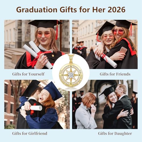 Graduation Gifts for Her, Graduation Necklaces for Her, S925 Sterling Silver Compass Necklace for Women, College Graduation Jewelry Gift, Senior High School Middle School Graduation Gifts for Her - Image 6
