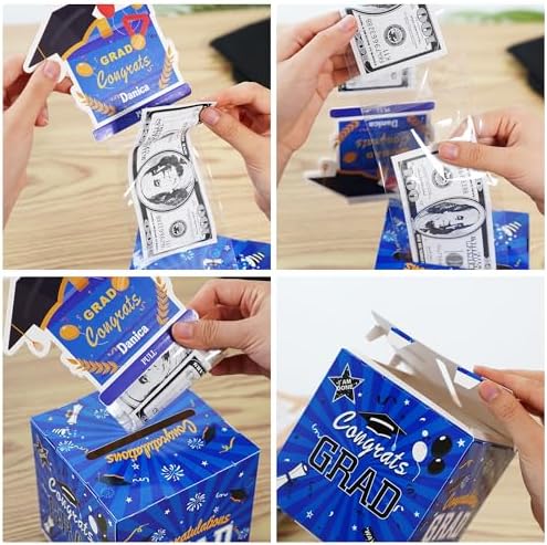 callie Personalized Graduation Money Box for Cash Gift Pull, Custom Class of 2026 Grad Money Holder with Name & 30 PCS Plastic Bags, Gifts for Graduates - Image 7