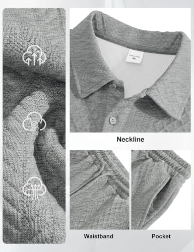 Men's 2 Pieces Outfits Casual Polo Shirt and Shorts Set Collar Athletic Jogging Summer Tracksuit - Image 6