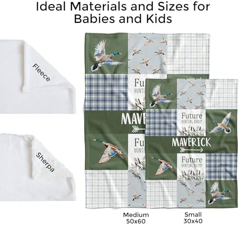 MDPrints Duck Hunting Personalized Baby Blankets for Boys, Personalized Baby Gifts with Name, Customized Baby Blanket, Newborn Boy Gift, Soft Fleece - Image 5