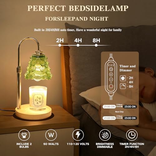 GEEZO Fragrance Candle Warmer Lamp,Electric Candle Warmer with Timer & Dimmer,Mom Christmas Birthday Gifts for Women, House Warming Gifts New Home Bedroom Decor - Image 6