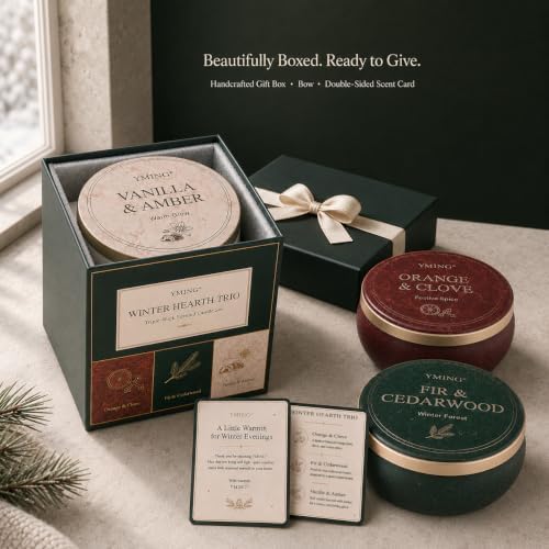 YMING Winter Scented Candle Gift Set, 3 Pack 14 oz Each-3 Wick Soy Candles - Image 7