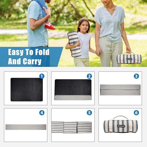 G GOOD GAIN Waterproof Picnic Blankets Outdoor Machine Washable, Berry Blue - Image 6