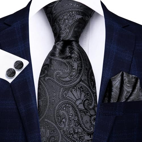 Hi-Tie Lot 5 Pcs Gift Box Mens Tie Set Necktie with Pocket Square Cufflinks Silk Neck Tie Collection - Image 6