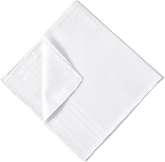 Men's Pure White 100% Cotton Handkerchief Pack of 12