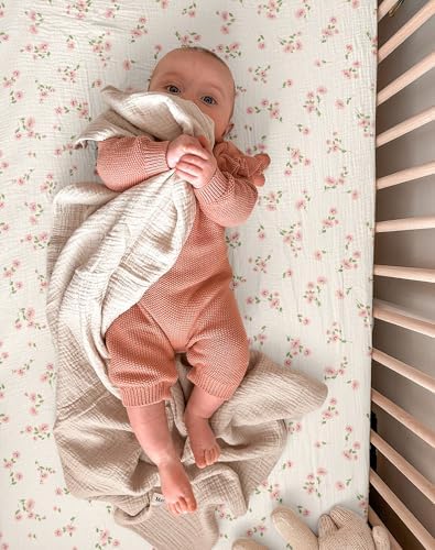 Muslin Bedside Bassinet Sheets 2 Pack, 33" X 20", (Rosy) - Image 6