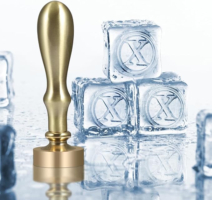 Ice Cube Stamp for Cocktails Ice Stamp Brass Head with Handle, Ice Branding Stamp for Ice Cubes Cocktail Whiskey Drinks Party Wedding Making DIY Crafting (Letter X)