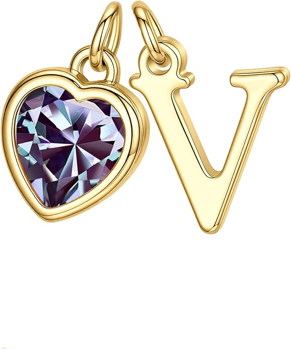 Turandoss Valentines Day Gifts for Her Trendy, Dainty 14K Gold Plated Initial A-Z Heart Birthstone Pendant Necklace Personalized Bridesmaid Birthday Valentines Jewelry Gifts for Women Girls