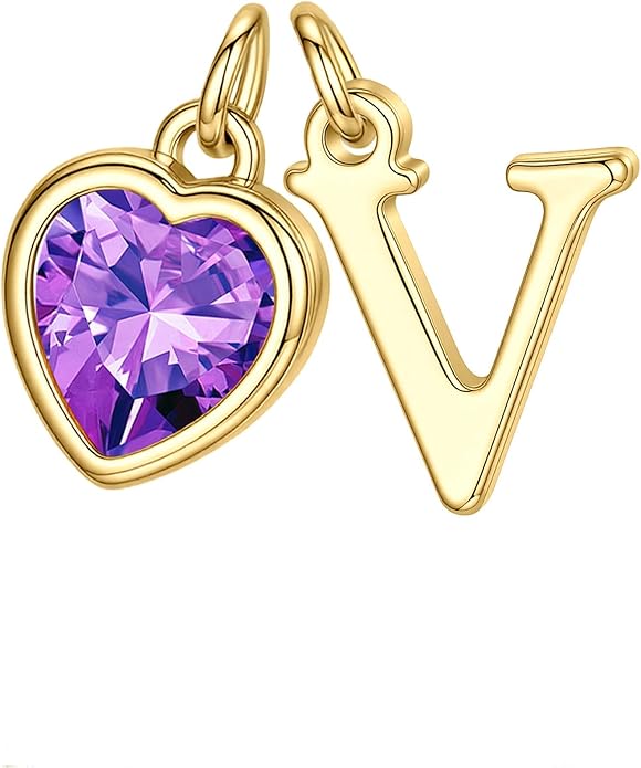 Turandoss Valentines Day Gifts for Her Trendy, Dainty 14K Gold Plated Initial A-Z Heart Birthstone Pendant Necklace Personalized Bridesmaid Birthday Valentines Jewelry Gifts for Women Girls