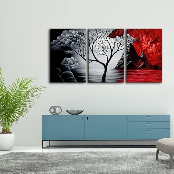 Wieco Art Canvas Wall Art Abstract Pictures for Wall Decor Canvas Prints of Abstract Paintings for Living Room Decor 3 Panels Artwork Sets for Home Decor Office Decorations