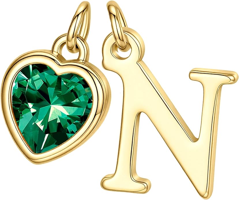 Turandoss Valentines Day Gifts for Her Trendy, Dainty 14K Gold Plated Initial A-Z Heart Birthstone Pendant Necklace Personalized Bridesmaid Birthday Valentines Jewelry Gifts for Women Girls