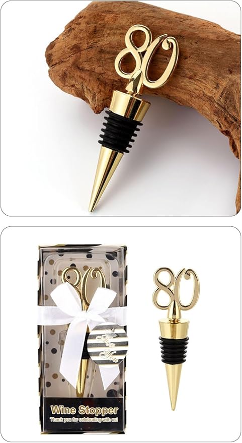 12PCS Latest 80 Wine Stopper for 80th Birthday Party Favors or 80th Wedding Anniversary Party Gifts 80th Birthday Party Gifts Souvenirs Decorations for Guests(12,80th Stopper)
