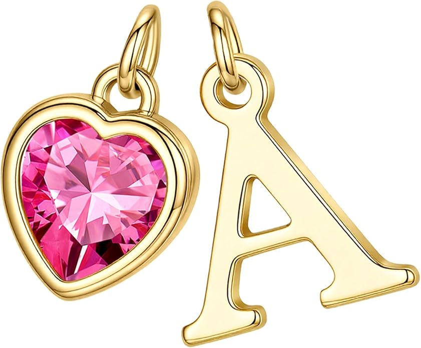 Turandoss Valentines Day Gifts for Her Trendy, Dainty 14K Gold Plated Initial A-Z Heart Birthstone Pendant Necklace Personalized Bridesmaid Birthday Valentines Jewelry Gifts for Women Girls