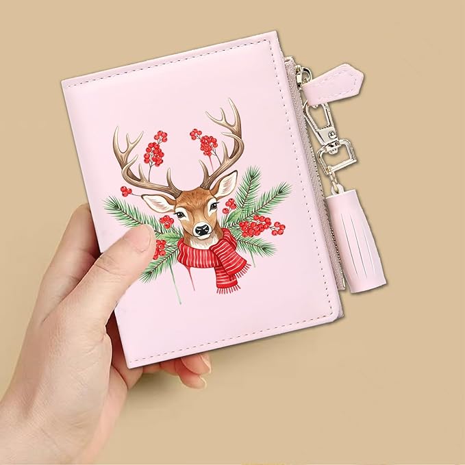 GEEAD Custom Design Small Wallets for Women Bifold Slim Coin Purse Zipper ID Card Holder for Christmas
