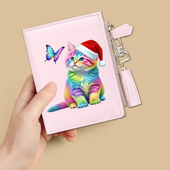 GEEAD Custom Design Small Wallets for Women Bifold Slim Coin Purse Zipper ID Card Holder for Christmas