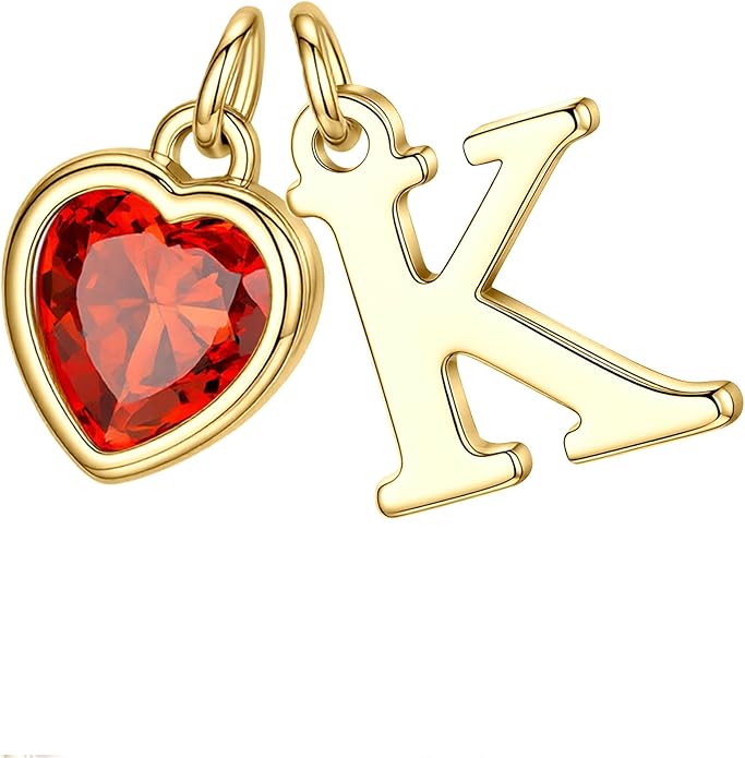 Turandoss Valentines Day Gifts for Her Trendy, Dainty 14K Gold Plated Initial A-Z Heart Birthstone Pendant Necklace Personalized Bridesmaid Birthday Valentines Jewelry Gifts for Women Girls