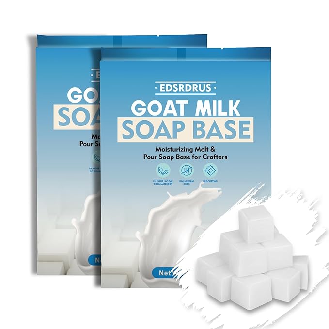 EDSRDRUS 4 LB Goat Milk Soap Base Pre-Cut Moisturizing Natural Base Melt and Pour DIY Handmade for Crafting Soap Making
