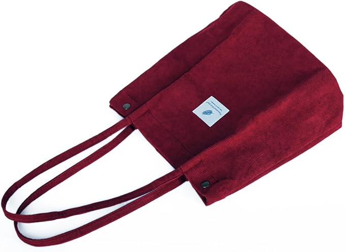 Corduroy Tote Bag Cute Tote Bags for Women Shoulder Bag with Inner Pocket for Work Beach Travel and Shopping Grocery