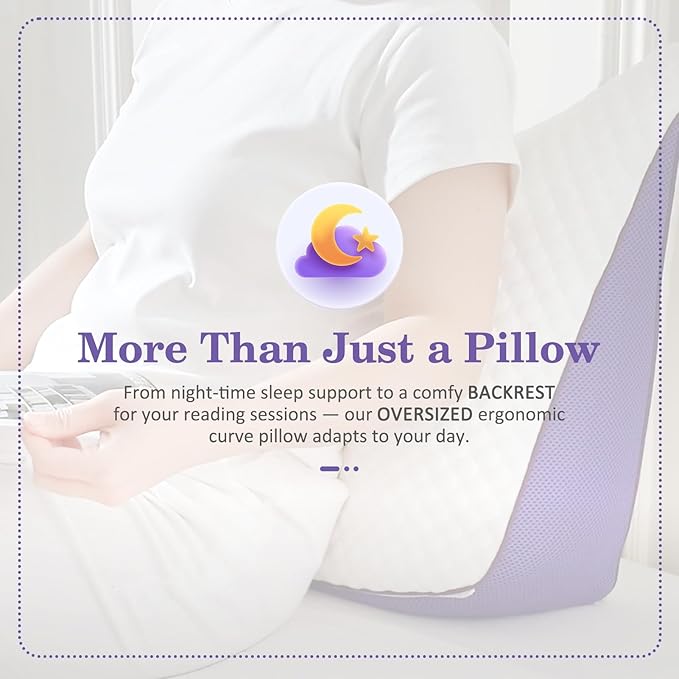 HOMELAB Adjustable Crescent Shredded Memory Foam Pillows King Size, Cooling Bed Pillows for Sleeping with Removable Cover, 1 Pack Medium Pillow for Side Sleepers, 20"x34"