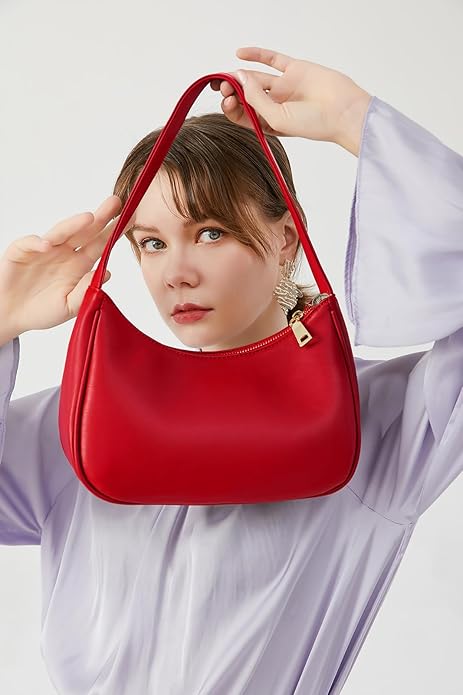 Shoulder Bags for Women, Cute Hobo Tote Handbag Mini Clutch Purse with Zipper Closure