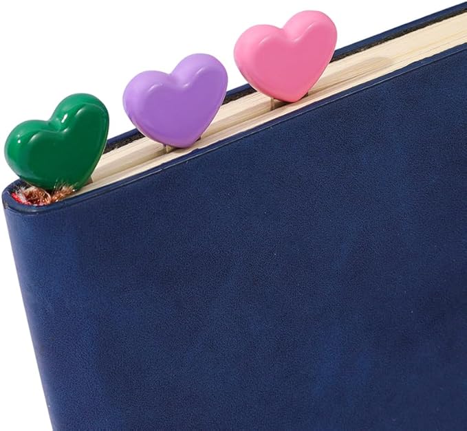 Love Heart Metal Bookmark Set - Color Stainless Steel Bookmarks, Reading Page Markers Gifts for Women, Book Lover, Girls, Boys,Couples Gifts (Love Heart C)