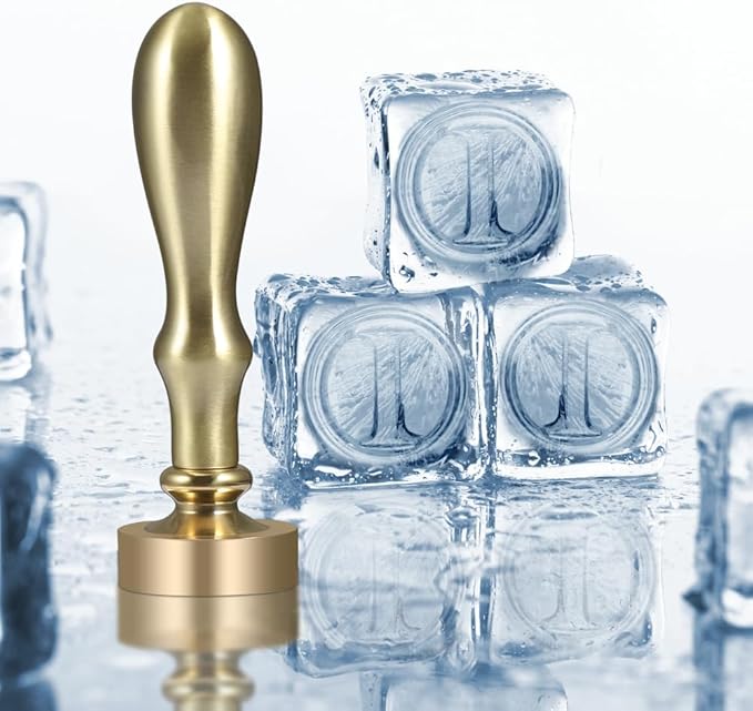 Ice Cube Stamp for Cocktails Ice Stamp Brass Head with Handle, Ice Branding Stamp for Ice Cubes Cocktail Whiskey Drinks Party Wedding Making DIY Crafting (Letter I)