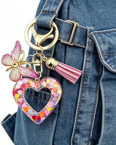 Initial Letter Keychain Cute Keychain Butterfly Sequins Alphabet Resin Name Tassel Keychain for Women's Gift - Image 6