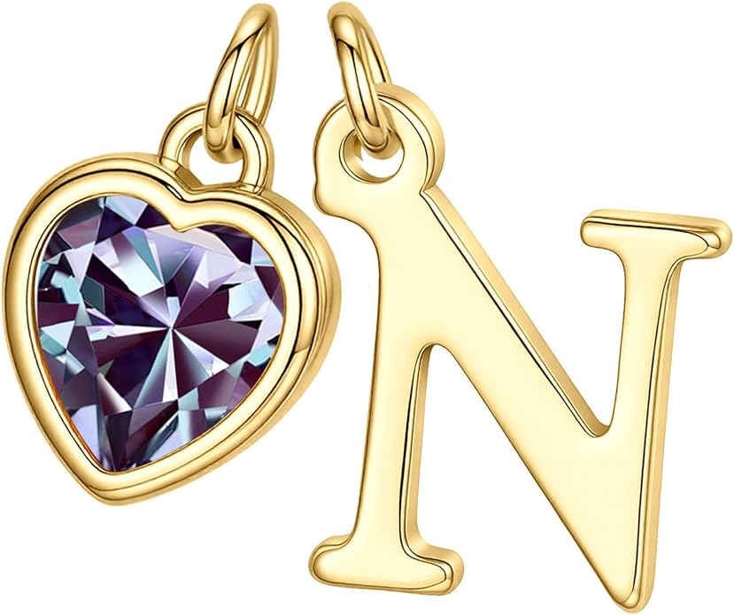 Turandoss Valentines Day Gifts for Her Trendy, Dainty 14K Gold Plated Initial A-Z Heart Birthstone Pendant Necklace Personalized Bridesmaid Birthday Valentines Jewelry Gifts for Women Girls
