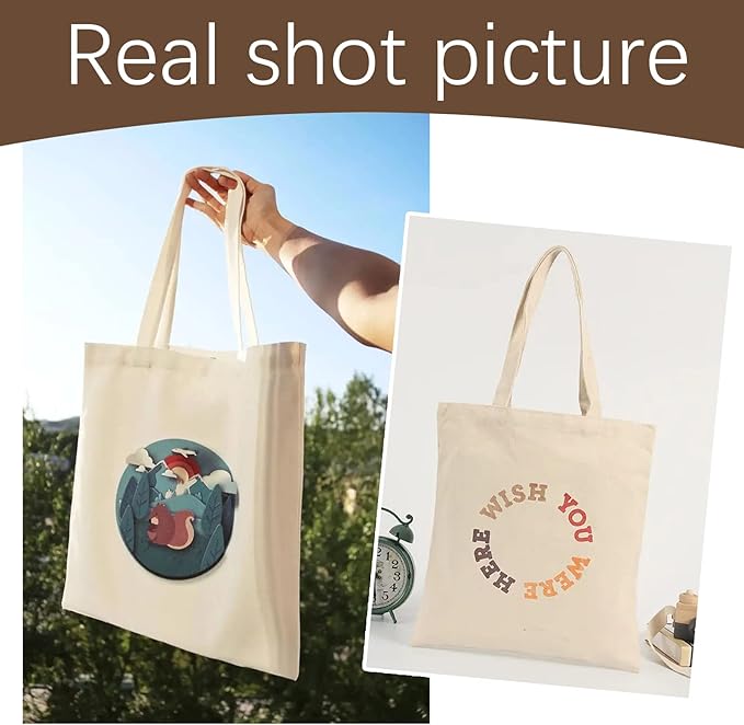 OKBA 15 pcs Blank Canvas Bags bulk,Sublimation Tote Bags,polyester tote bags for sublimation 31x36cm,DIY customization crafts (31x36cm canvas bags *15PCS)