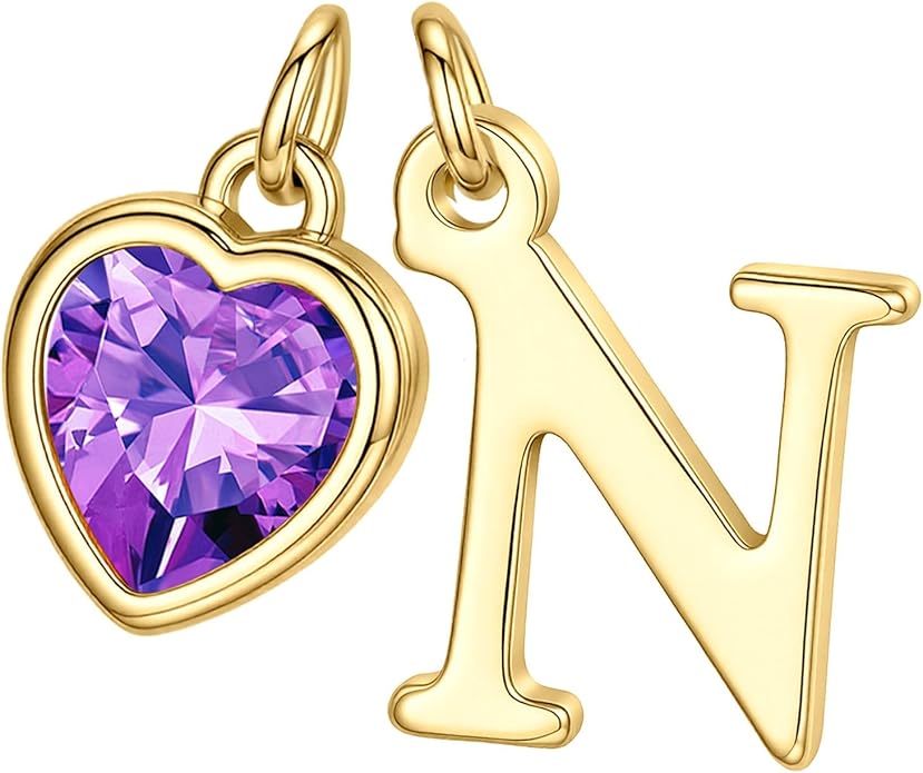 Turandoss Valentines Day Gifts for Her Trendy, Dainty 14K Gold Plated Initial A-Z Heart Birthstone Pendant Necklace Personalized Bridesmaid Birthday Valentines Jewelry Gifts for Women Girls