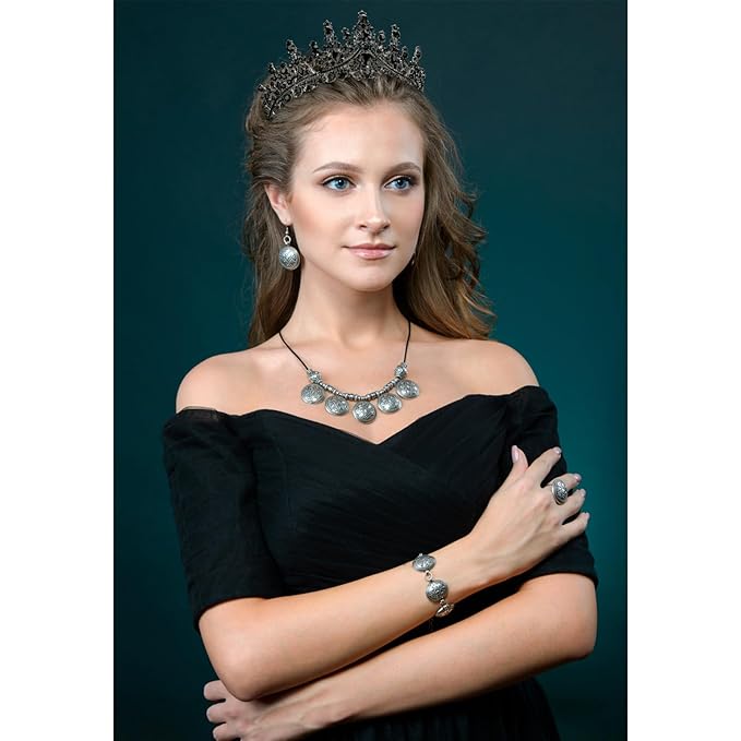 VELSCRUN Black Crystal Birthday Tiara Crowns for Women Girls It's My Birthday Sash Queen Girls Princess Crown with Combs Happy Birth Party Decorations Mom Sisters Birth Gift Hair Accessories