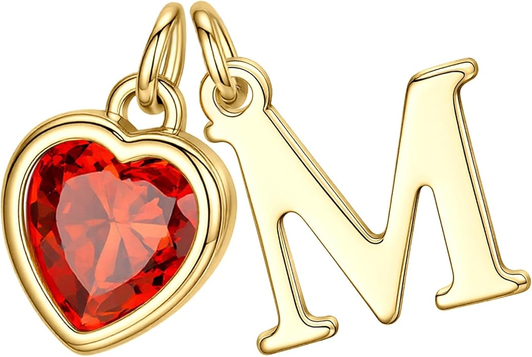 Turandoss Valentines Day Gifts for Her Trendy, Dainty 14K Gold Plated Initial A-Z Heart Birthstone Pendant Necklace Personalized Bridesmaid Birthday Valentines Jewelry Gifts for Women Girls