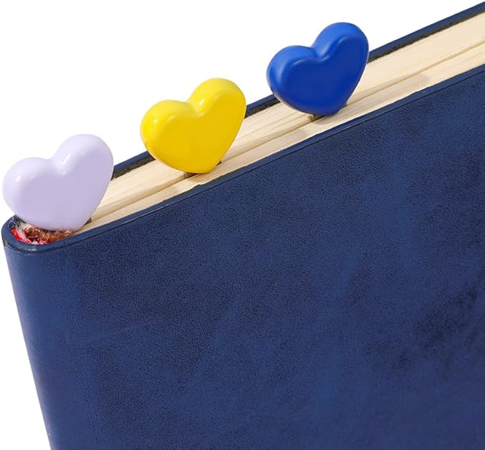 Love Heart Metal Bookmark Set - Color Stainless Steel Bookmarks, Reading Page Markers Gifts for Women, Book Lover, Girls, Boys,Couples Gifts (Love Heart B)