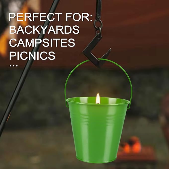 4 Pack 12oz Each Citronella Scented Candles - Colorful Metal Bucket Candles, Smokeless Indoor Outdoor Candles for Backyard, Camping & Gatherings