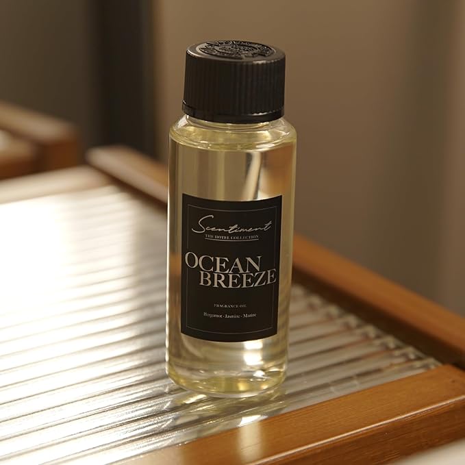 Scentiment Diffuser Oil - Ocean Breeze | Inspired by Five Star Hotels' Lobby Scent | Luxurious Scent with Notes of Bergamot, Lemon, Jasmine with Marine & Amber (120ml)