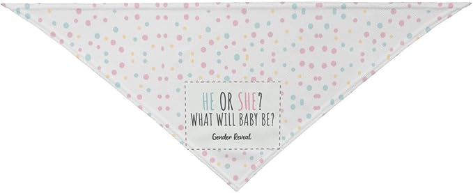 He Or She What Will It Be? Gender Reveal/Baby Announcement Dog Bandana,Pet Neckerchief for Pets Daily Wear Photo Prop Party Supplies (White dots)