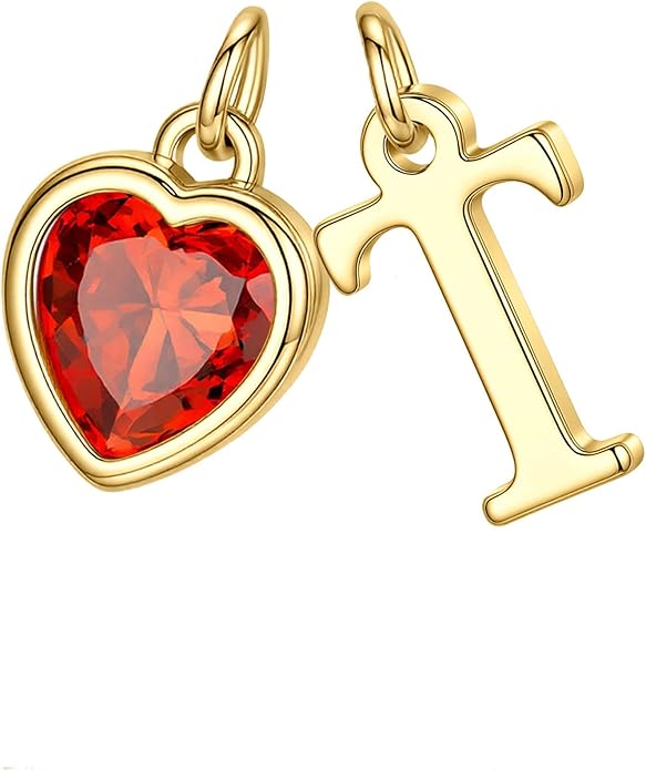 Turandoss Valentines Day Gifts for Her Trendy, Dainty 14K Gold Plated Initial A-Z Heart Birthstone Pendant Necklace Personalized Bridesmaid Birthday Valentines Jewelry Gifts for Women Girls