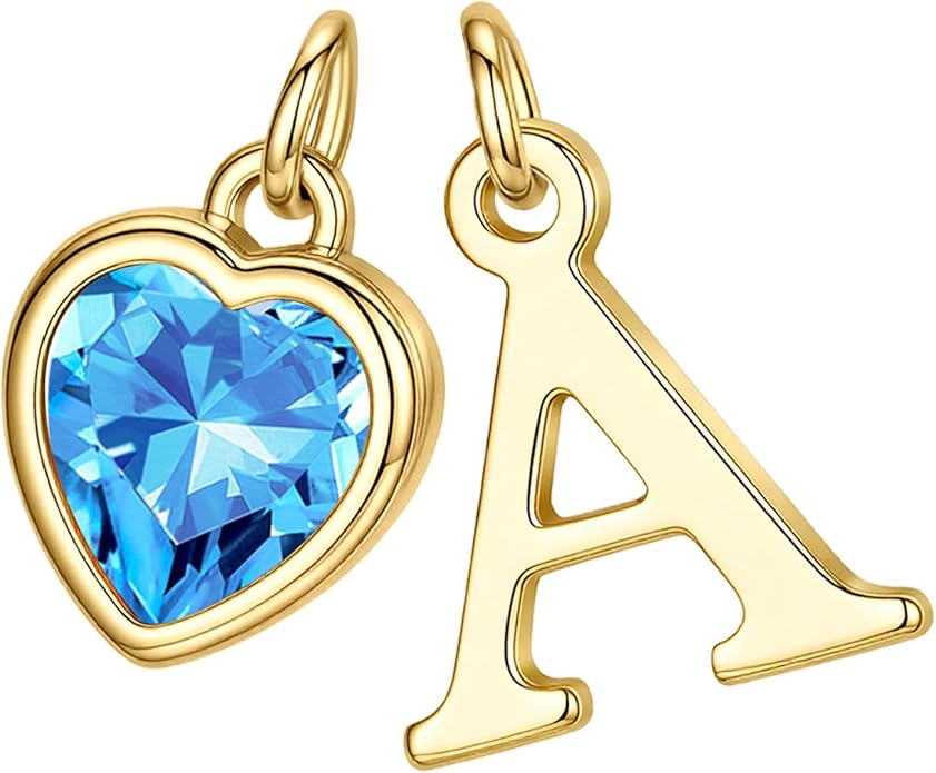 Turandoss Valentines Day Gifts for Her Trendy, Dainty 14K Gold Plated Initial A-Z Heart Birthstone Pendant Necklace Personalized Bridesmaid Birthday Valentines Jewelry Gifts for Women Girls