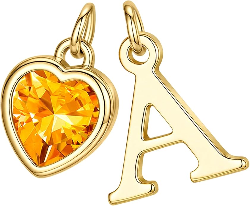 Turandoss Valentines Day Gifts for Her Trendy, Dainty 14K Gold Plated Initial A-Z Heart Birthstone Pendant Necklace Personalized Bridesmaid Birthday Valentines Jewelry Gifts for Women Girls