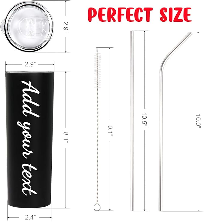 Personalized Photo 20oz 30oz Stainless Steel Tumbler,Custom Coffee Tumbler Cup With Lid And Strawstraw Vacuum Insulated With Text Photo Logo (skinny tumbler)