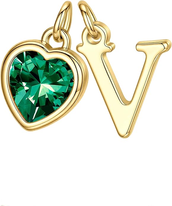 Turandoss Valentines Day Gifts for Her Trendy, Dainty 14K Gold Plated Initial A-Z Heart Birthstone Pendant Necklace Personalized Bridesmaid Birthday Valentines Jewelry Gifts for Women Girls