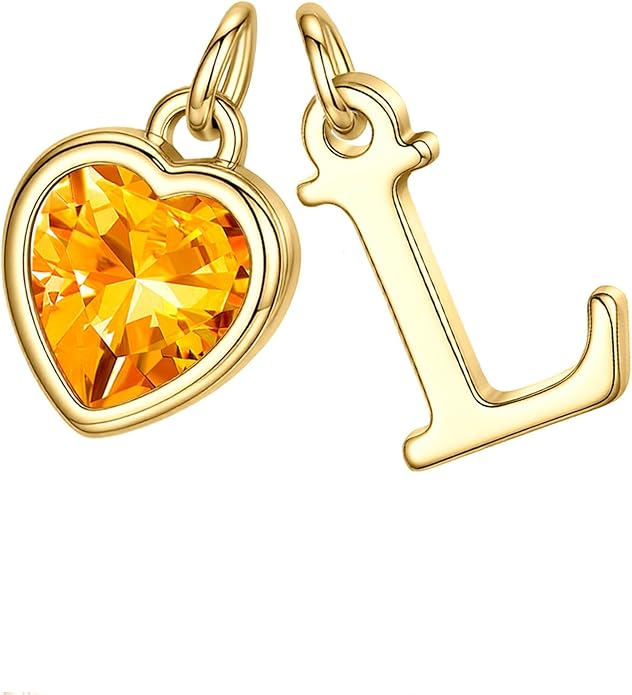 Turandoss Valentines Day Gifts for Her Trendy, Dainty 14K Gold Plated Initial A-Z Heart Birthstone Pendant Necklace Personalized Bridesmaid Birthday Valentines Jewelry Gifts for Women Girls