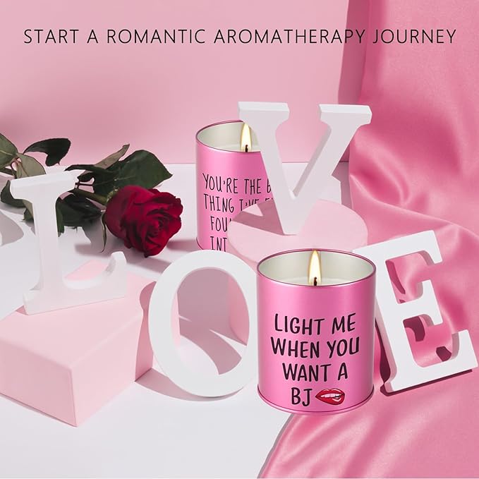 Scented Candle, 9oz Rose Scented Candles for Him, Her, Couple Valentines Day Gifts, 2 Pack