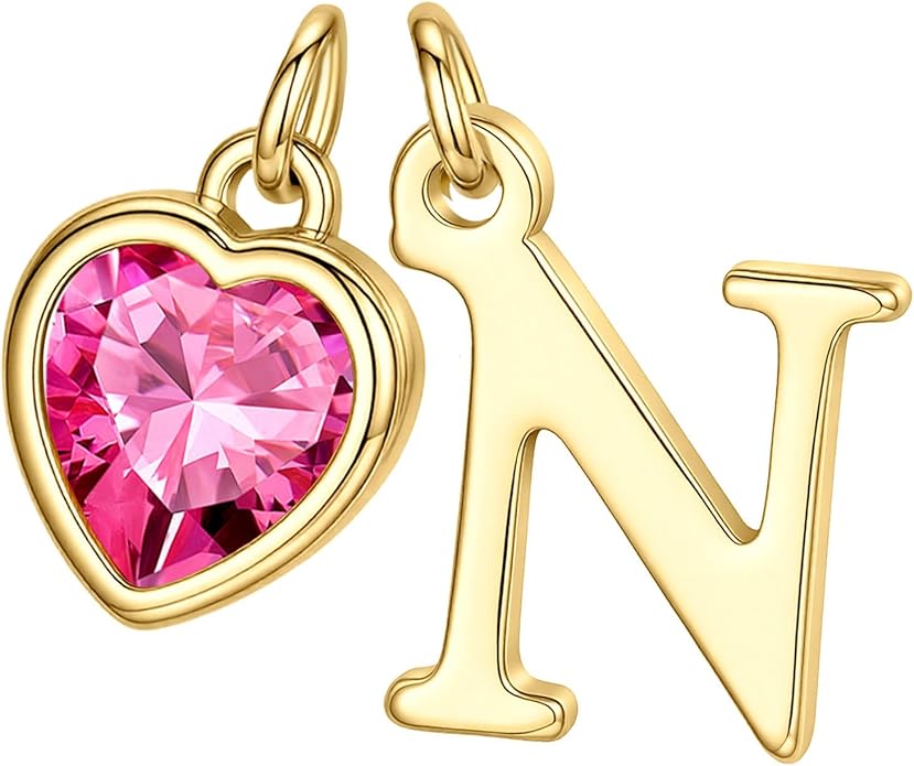 Turandoss Valentines Day Gifts for Her Trendy, Dainty 14K Gold Plated Initial A-Z Heart Birthstone Pendant Necklace Personalized Bridesmaid Birthday Valentines Jewelry Gifts for Women Girls
