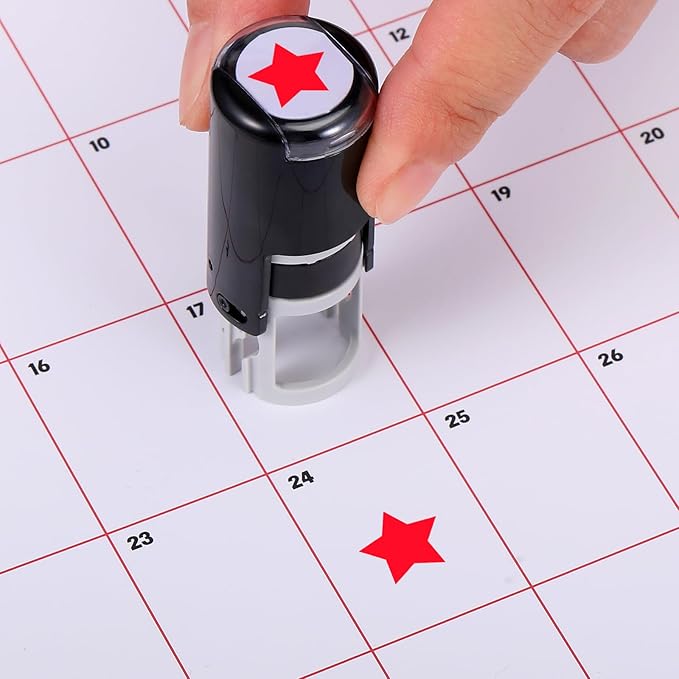 Supervitae 2 Pack Solid Star Print Stamps Red Ink Star Stamper Mini Self Inking Stamps for Classroom Party Educational Learning Activities Craft Supplies