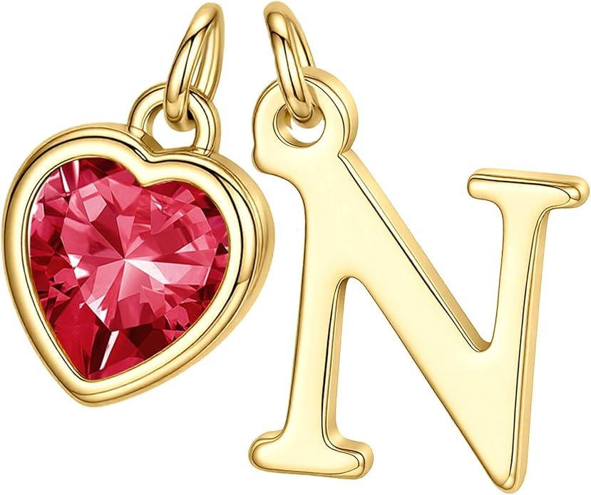 Turandoss Valentines Day Gifts for Her Trendy, Dainty 14K Gold Plated Initial A-Z Heart Birthstone Pendant Necklace Personalized Bridesmaid Birthday Valentines Jewelry Gifts for Women Girls