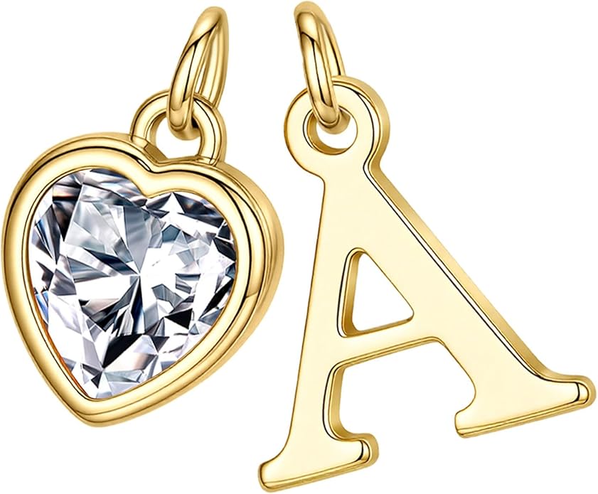 Turandoss Valentines Day Gifts for Her Trendy, Dainty 14K Gold Plated Initial A-Z Heart Birthstone Pendant Necklace Personalized Bridesmaid Birthday Valentines Jewelry Gifts for Women Girls