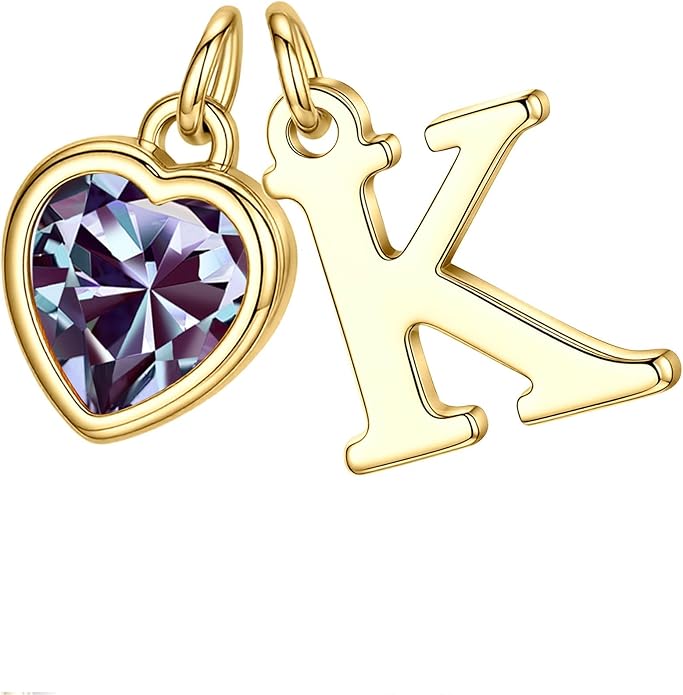 Turandoss Valentines Day Gifts for Her Trendy, Dainty 14K Gold Plated Initial A-Z Heart Birthstone Pendant Necklace Personalized Bridesmaid Birthday Valentines Jewelry Gifts for Women Girls