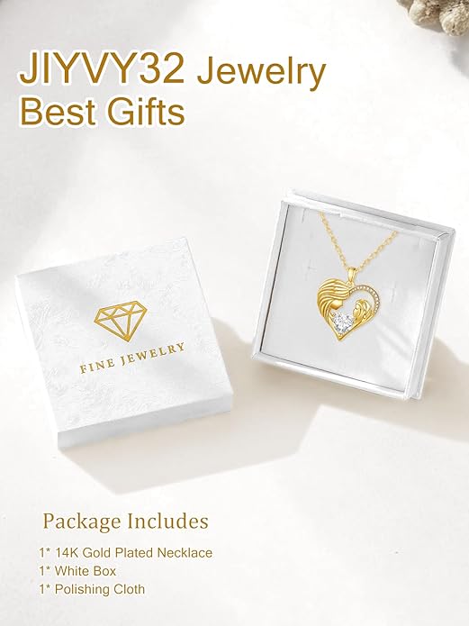 Mother and Daughter/Son Love Heart Necklace White Gold/14K Gold/Rose Gold Birthstone Jewelry Christmas Mothers Day Birthday Gifts For Mom Wife Grandma Women